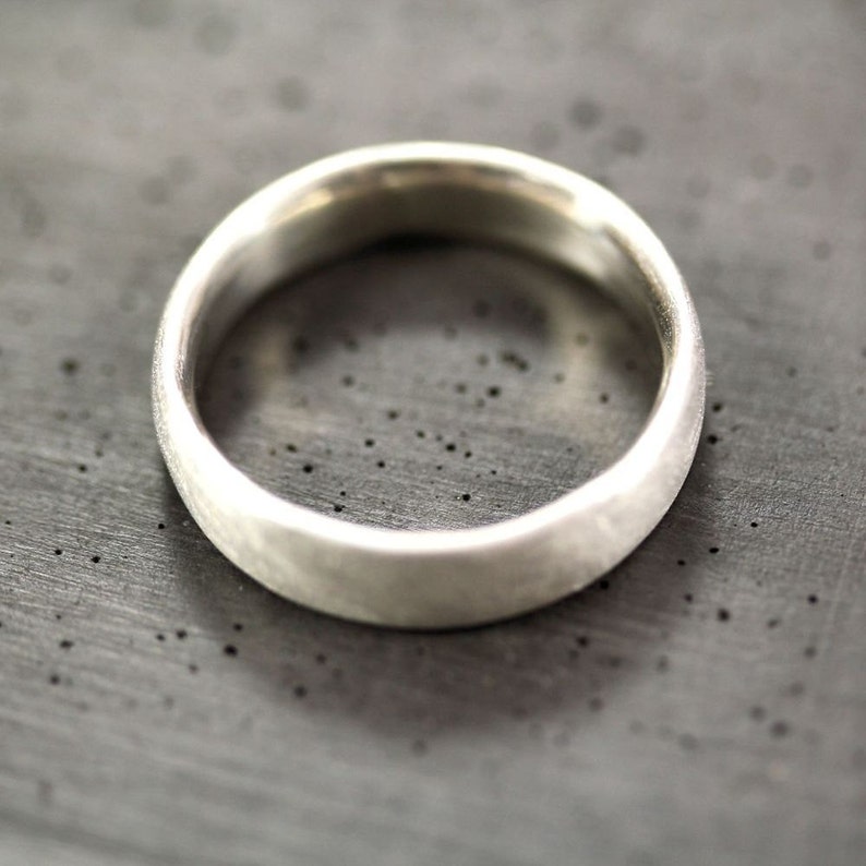 Mens Silver Wedding Band Matte 5mm Wide Unisex Recycled Etsy