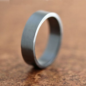 Men's Silver Wedding Band, 6mm Wide, Simple Flat Band Recycled Argentium Sterling Silver Ring Made in Your Size image 2