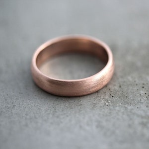 Rose Gold Men's Wedding Band, Brushed Matte Men's 5mm Low Dome Recycled 14k Rose Men's Gold Ring - Made in Your Size