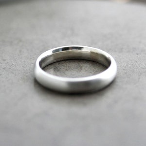 Men's Silver Wedding Band, Matte 4mm Unisex Recycled Argentium Sterling Silver Comfort Fit Style Ring Men's Ring Made in Your Size image 5