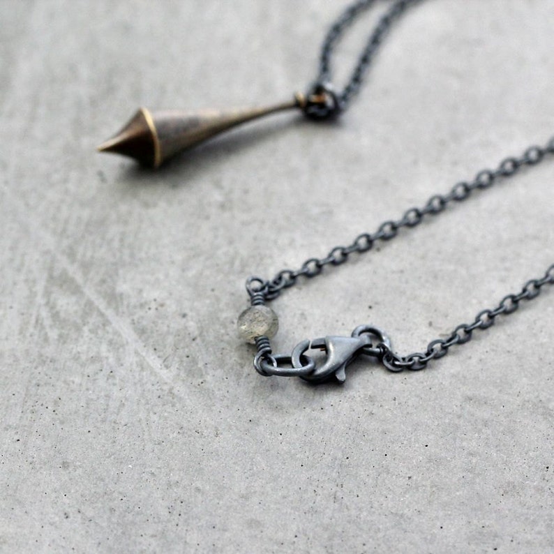 Brass Pendulum Necklace Minimalist Antiqued Brass and Etsy