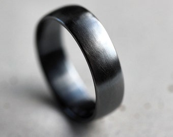 Oxidized Recycled Sterling Silver Band: Brushed Low Dome Ring