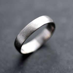 Men's Wedding Band, 4.5mm Low Dome 14k Recycled Hand Carved Palladium White Gold Wedding Ring Made in Your Size image 3