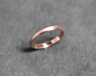 Brushed 14k Rose Gold Wedding Band: 2.5mm Recycled Gold Ring