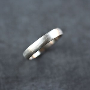 Brushed 14k Palladium White Gold Wedding Band - 4mm Recycled Low Dome Ring
