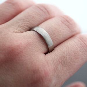 Men's Wedding Band, 4.5mm Low Dome 14k Recycled Hand Carved Palladium White Gold Wedding Ring Made in Your Size image 5