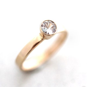 White Sapphire Engagement Ring: Recycled 14k Yellow Gold, Size 5