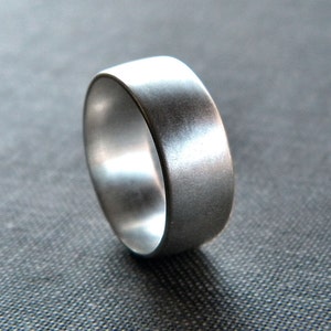 Mens Silver Ring, Matte 8mm Men's or Unisex Recycled Argentium Sterling Silver Low Dome Band Made in Your Size image 1