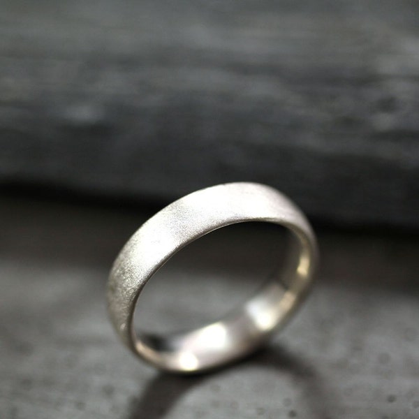 Matte Unisex Silver Wedding Band - 5mm Comfort Fit Ring