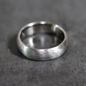 White Gold Mens Wedding Band, Brushed Men&#39;s 6mm Comfort Fit Low Dome Recycled 14k Palladium White Gold Wedding Ring -  Made in Your Size