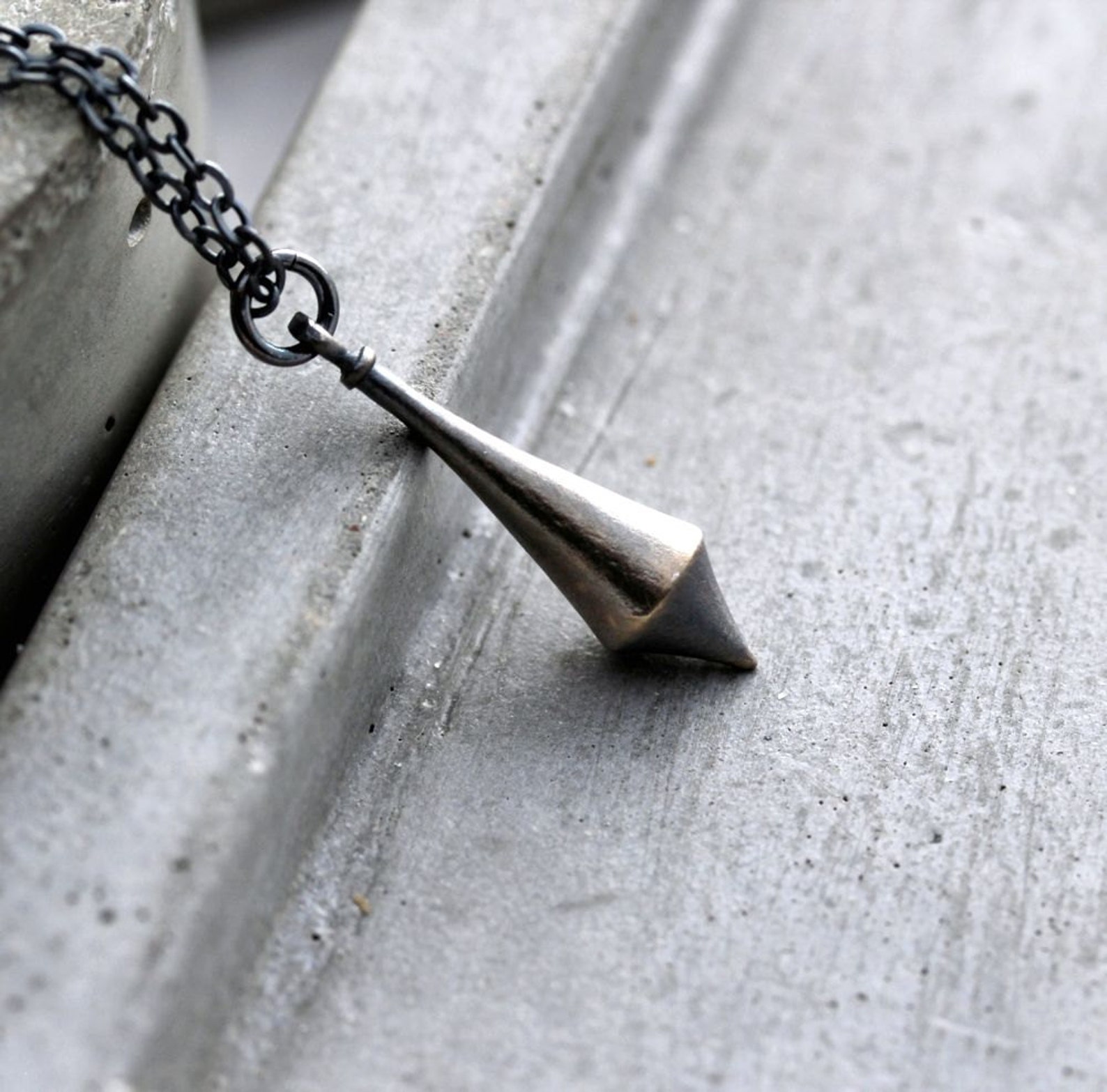 Silver Pendulum Necklace Minimalist Oxidized Sterling Silver Etsy