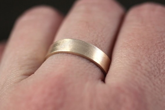 Men s Wedding Band Wide Gold Band 6mm Flat 10k Recycled Yellow