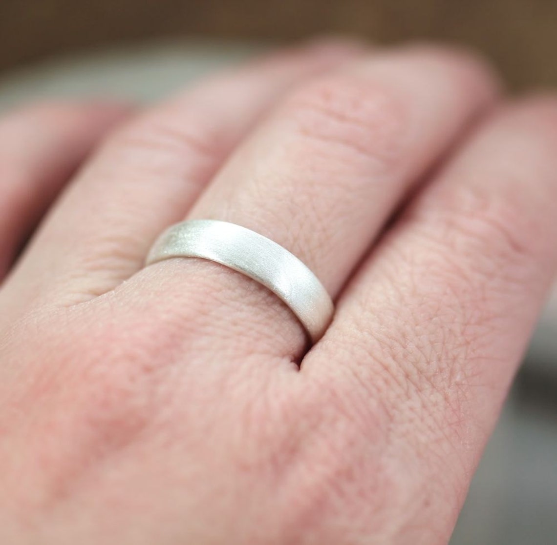 Mens Silver Wedding Band Matte 5mm Wide Unisex Recycled Etsy