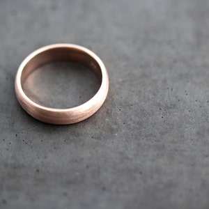 Rose Gold Men's Wedding Band, Brushed Matte Men's 5mm Low Dome Recycled 14k Rose Men's Gold Ring Made in Your Size image 2