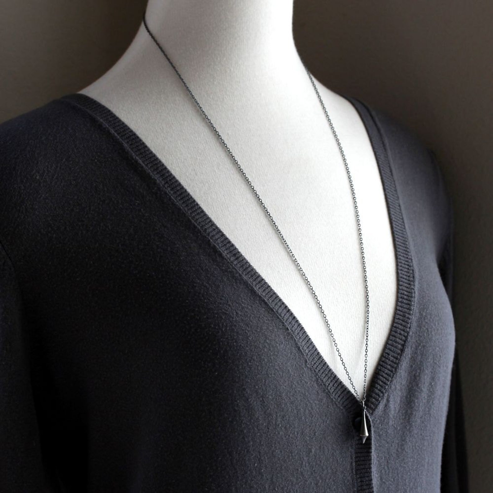 Silver Pendulum Necklace Minimalist Oxidized Sterling Silver Etsy