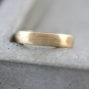 Men's Gold Wedding Band, 4.5mm Low Dome 14k Recycled Hand Carved Yellow Gold Wedding Ring Made in Your Size image 2