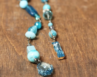 Beaded Boho Bag Charm: Turquoise Aqua Dangle Accessory
