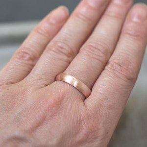 Rose Gold Men's Wedding Band, Brushed Matte Men's 5mm Low Dome Recycled 14k Rose Men's Gold Ring Made in Your Size image 5