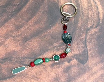 Beaded Boho Bag Charm: Leather & Glass Clip-On Accessory