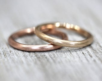 Mannen of vrouwen 2.5mm ronde gouden trouwring, dikke dikke ronde gerecycleerd 14 k geel of Rose Gold Wedding Ring - gemaakt in uw maat