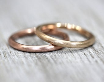 Hommes ou femmes de 2,5 mm rond or Alliance, grassouillet épais rond recyclé jaune 14 carats ou en or Rose de mariage Bague - faite à votre taille