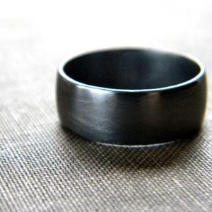 Mens Band Unisex Brushed 8mm Men's or Unisex Oxidized Recycled Metal Textured Wide Sterling Silver Wide Ring Made in Your Size image 2