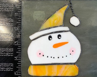 Stained Glass Snowman Head