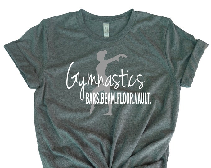 Gymnastics Tee Shirt - Bars. Beam. Vault. Floor. - For Teen Girl Gymnasts