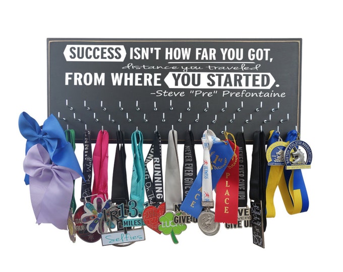 Marathon medals display rack - Half-marathon medal holder, Success isn't how far you got…PRE, Gifts for runners