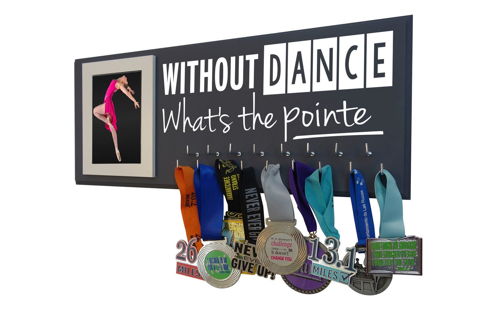 dancing gift - display your medals awards & ribbons from competition - dance hanger holder - wall mounted rack - ballet - pointe