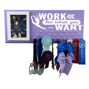 Gymnastics medal holder, Gymnastics gifts, gymnast gift, Work for what you want with gymnast silhouette