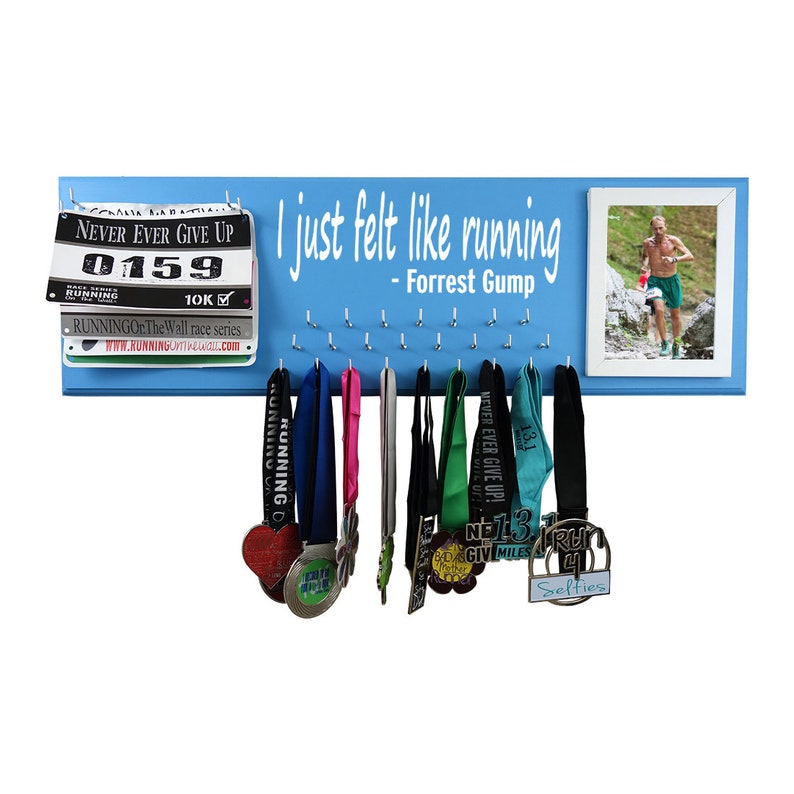 Medal display rack Forrest Gump running quote on medal holder running medal hanger runners medal display runners medal racks image 1