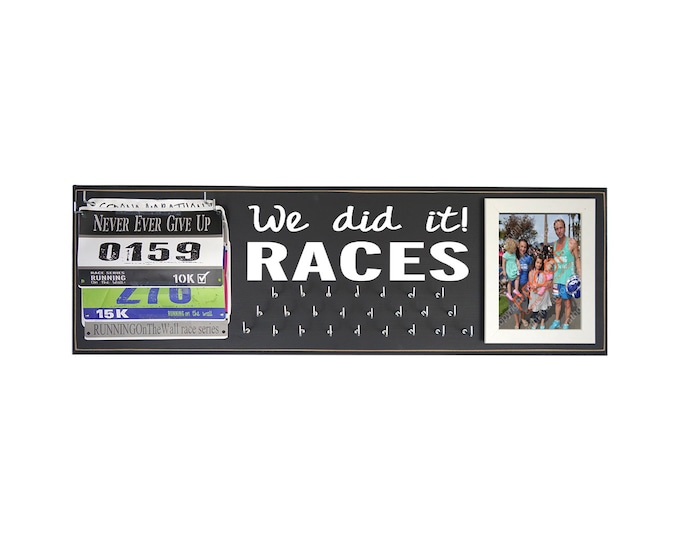 Medal holder, Runners gift, running women and man, We did it races, race bib hanger rack, 5K, 10K, half and full marathon, Medal Displays