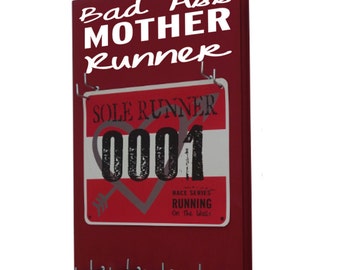 running Medal holder, running race bib holder rack and medal hanger, bad ass mother runner