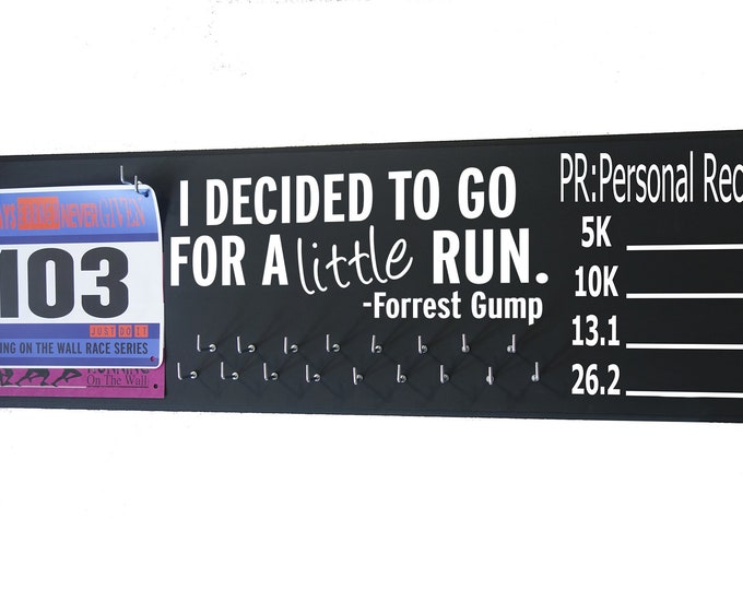 Chalk it Up - "Little run Forrest Gump"  medal holder - Write your own PR or PB on your display hanger - Run Disney - chalkboard