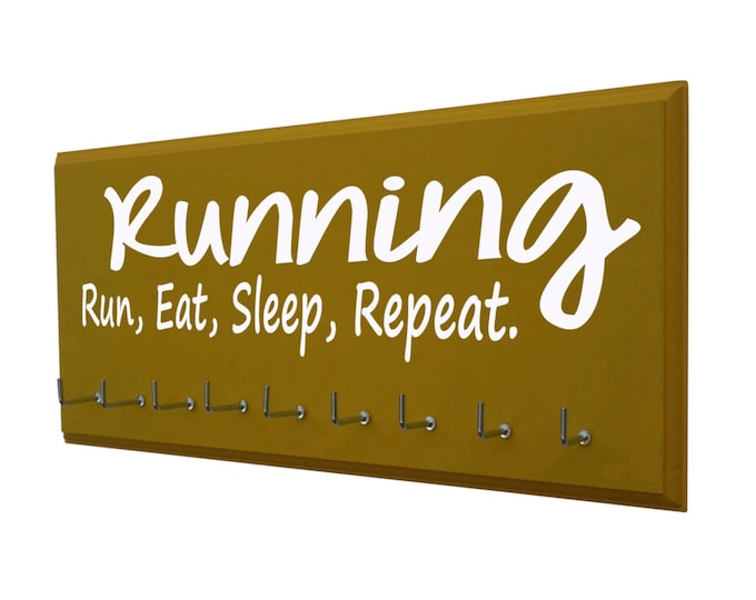 Running: running medals holder - running medals holder - holder for running medals, running ,eat,sleep,repeat, Runners gifts, runners awards