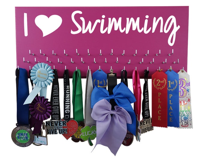 Swimming: Use a awards display rack to display your swimming awards - I love swimming logo for teen girl