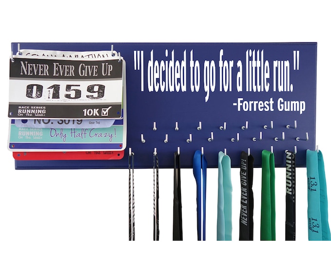 Running medal holder - Race bib Holder - Hooks on Display for your medals - Marathon Gifts - I decided to go for a little run. Forrest Gump