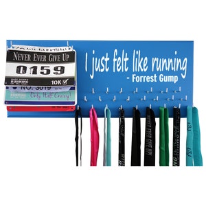 Medal display rack Forrest Gump running quote on medal holder running medal hanger runners medal display runners medal racks image 2
