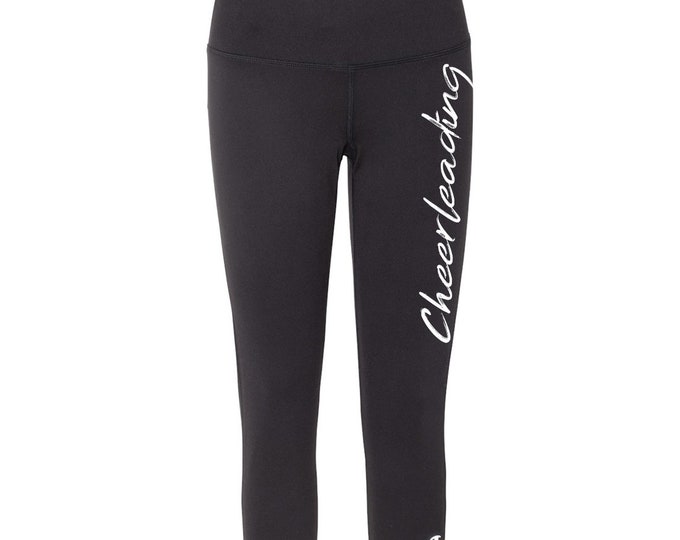 Cheerleading Capris - Black tights for Cheerleaders - Performance athletic sports wear - Perfect gift for teen