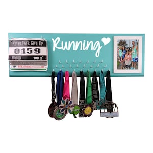 Running medal holder Gifts for runners , 5k, 10k, half-marathon and marathon Race bib hanger to display all your medals image 1