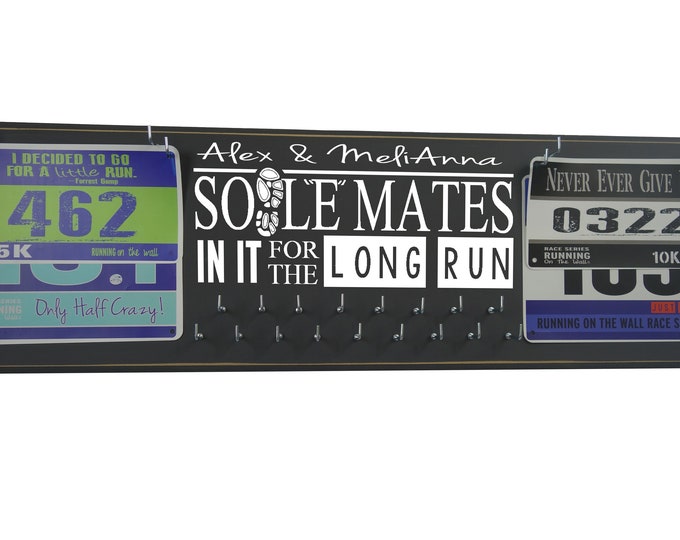 Sole mates - Soul Mates - In it for the long run - Perfect gift for runnng couple - Display medals on hanger holder