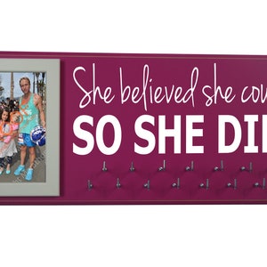 medal holder display rack hanger for all sport, She believed she could so she did. image 3