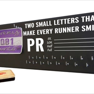 Running Medal display running medal hanger, running medal holder, running medal display rack,Write up your own PR , gifts for runners image 1