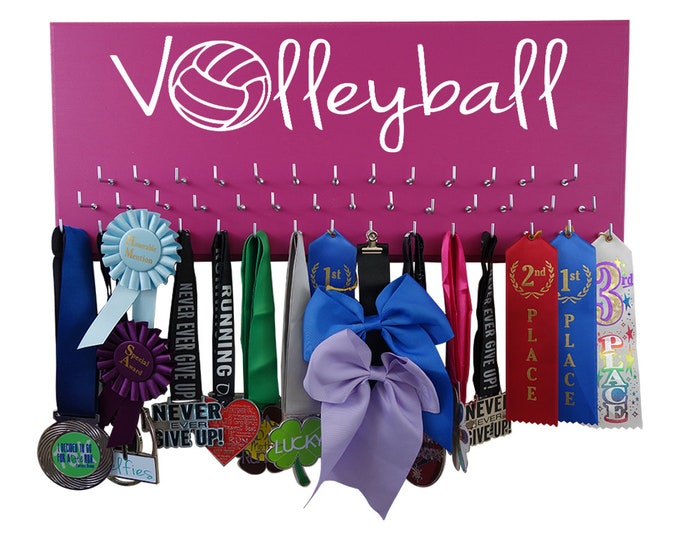 VOLLEYBALL Medal and ribbons hanger, Hold and display all your awards and trophy, perfect volleyball gift for volleyball player, goals