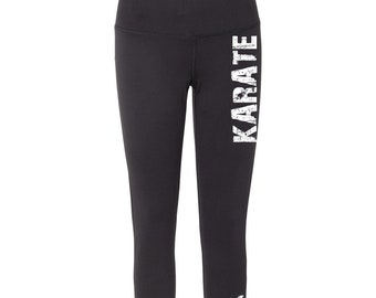 Karate Tights for Girls and Women Running On The Wall Karate Black Capris