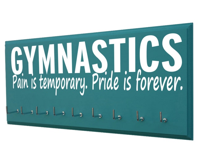 Gymnastics medal holder, gymnastics ribbon hanger, Gymnastics gifts, gymnastics ribbons, Gymnastics awards wooden hooks for gymnast