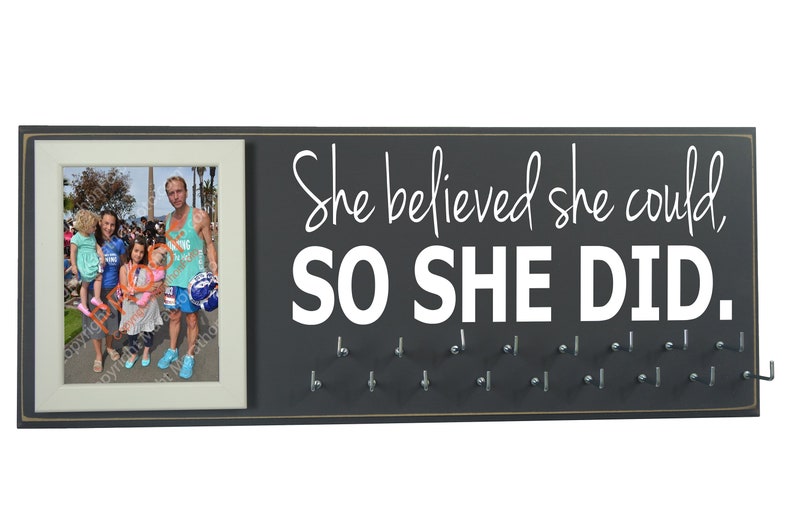 medal holder display rack hanger for all sport, She believed she could so she did. image 1