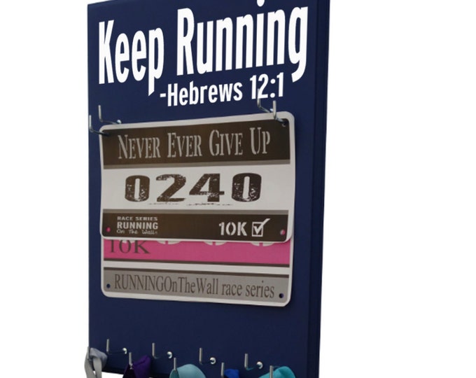 Use Running Bib Holders to proudly display your precious Bibs - Keep running -Hebrews 12:1