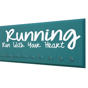 Medals displays...for runners run with your heart, medal holder for teen girl, cross country and track and file, birthday gift for runners image 1